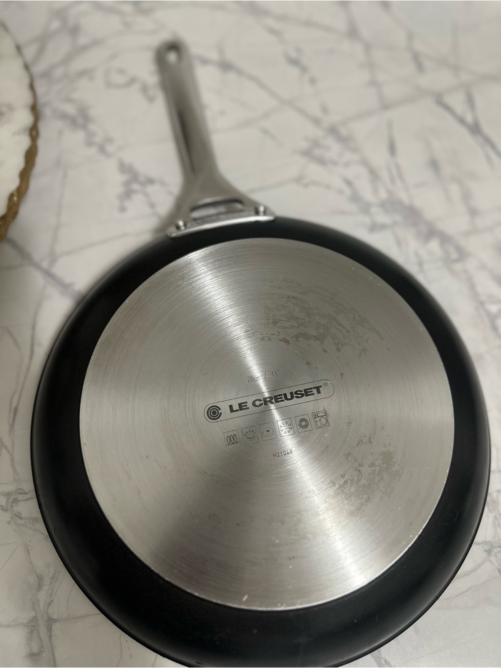 Le Creuset Black Frying Pan with Stainless Steel Base